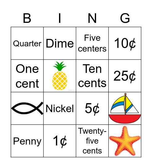 Bahamian Coin Bingo Card