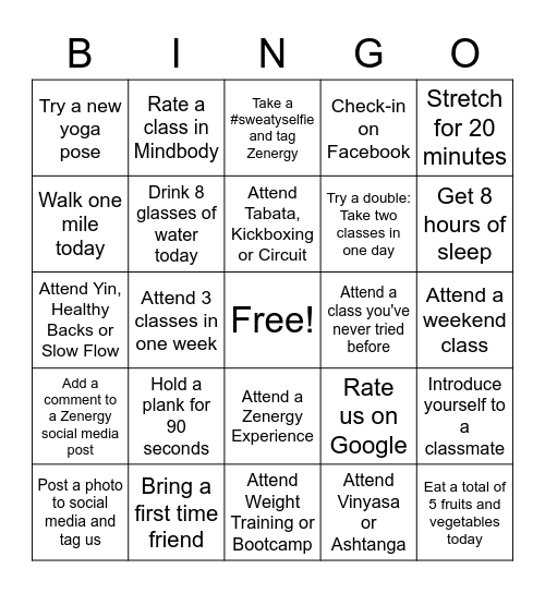 Spring into Action Bingo Card