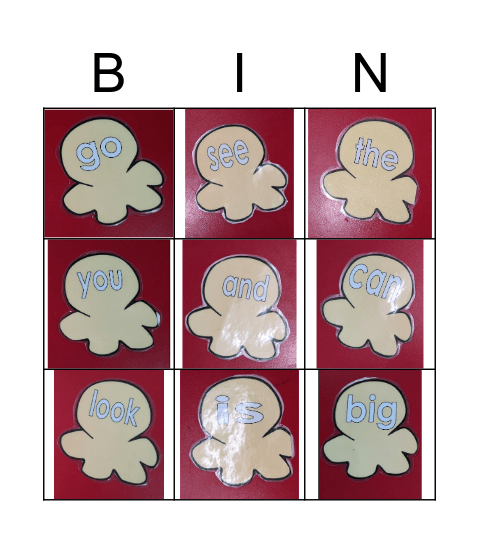 Sight Words Bingo Card