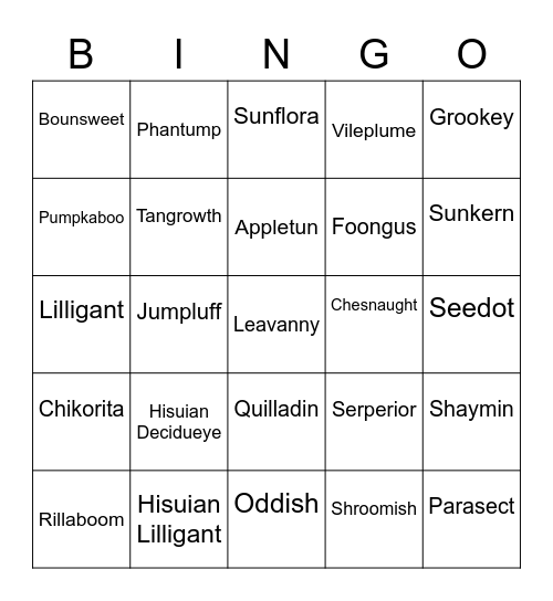 Irri Round 2 [Grass types] Bingo Card