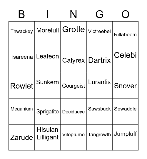 Lottie Round 1 [Grass types] Bingo Card