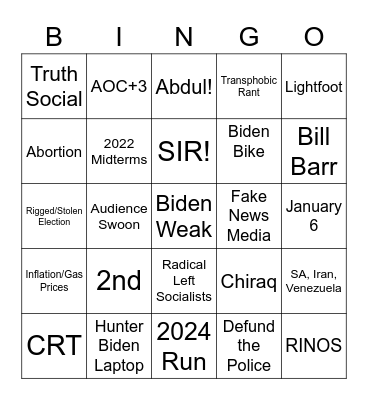 Trump Bingo Card