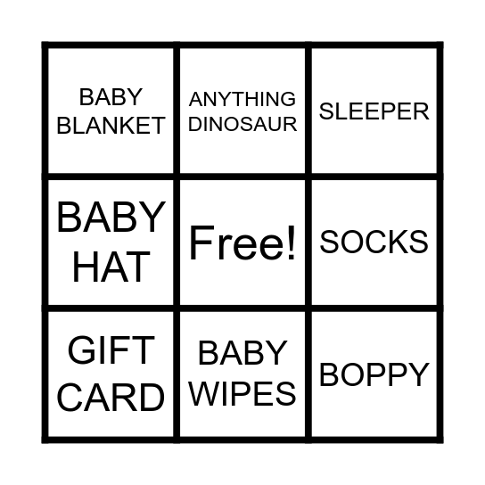 BABY SHOWER BING Bingo Card