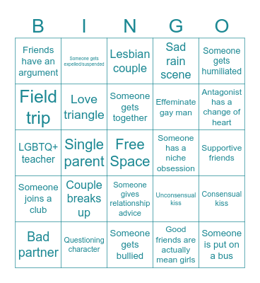 Heartstopper Bingo Card