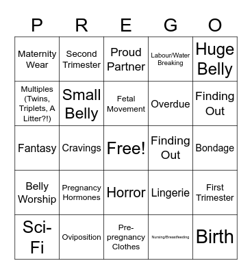 Mayternity Prompts Bingo Card