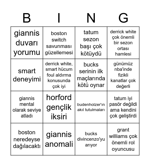 kaan kural şeyleri Bingo Card