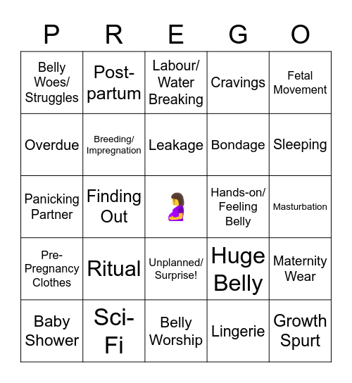 Mayternity Prompts Bingo Card