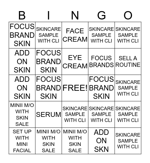 SKINCARE BINGO FOR COLOUR CAST  Bingo Card