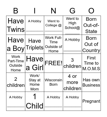 M.O.M.S. Bingo Card