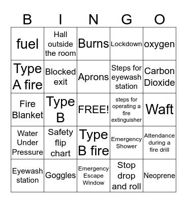 Science Safety Bingo Card