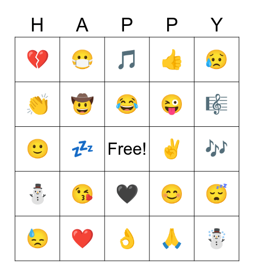 Emojis👌🖤✌️ Bingo Card