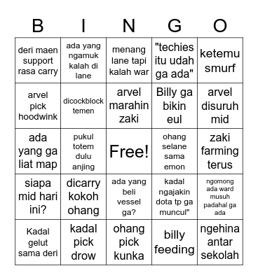 Dota di BL Bingo Card