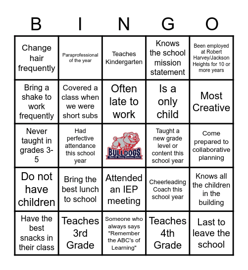 Teacher Appreciation Week  BINGO Card