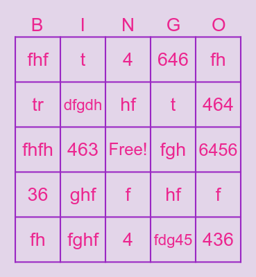 test bingo Card