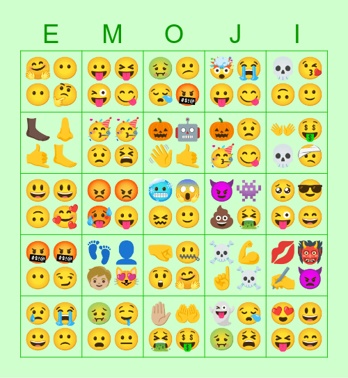 Emojis Bingo Card