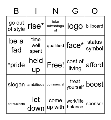 Speaking For Success Vocabulary Review Bingo Card