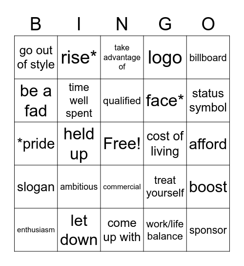 Speaking For Success Vocabulary Review Bingo Card