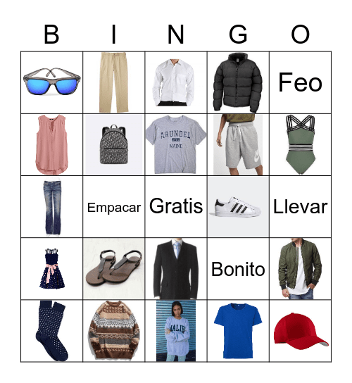 Clothing Bingo Card