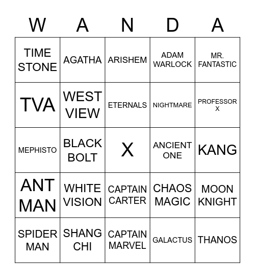 Doctor Strange in the Multiverse of Madness Bingo Card