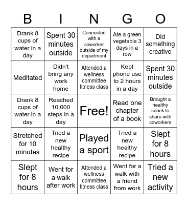 B-Well Bingo! Bingo Card