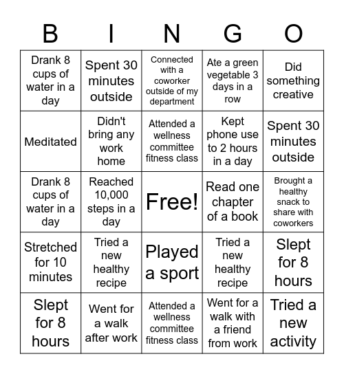 B-Well Bingo! Bingo Card