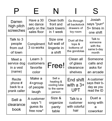 Hustler Bingo Card