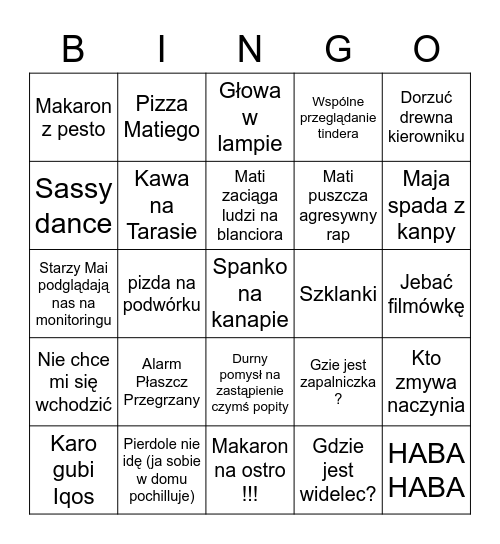 Gliczrów Bingo Card