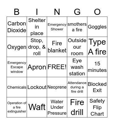 Safety Bingo Card