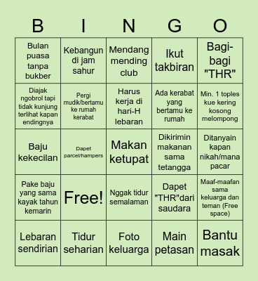LEBARAN BINGO 2022 Bingo Card