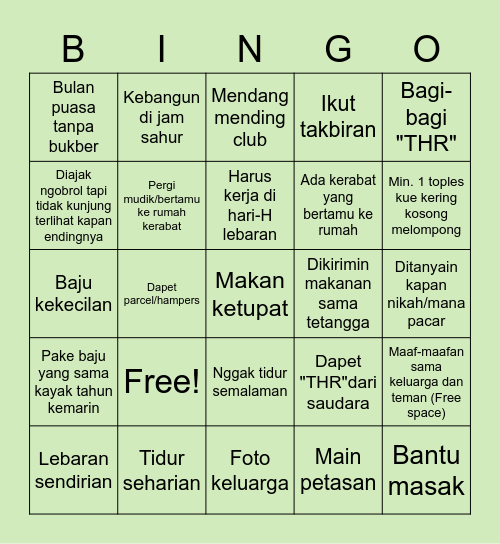 LEBARAN BINGO 2022 Bingo Card