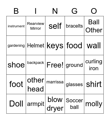 Catherines Head bingo Card