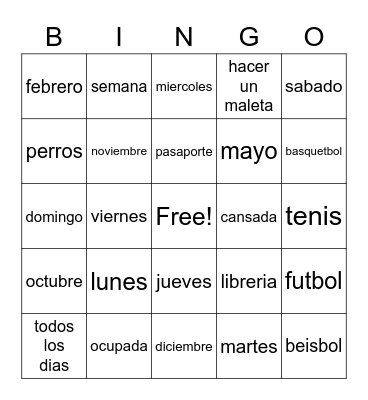 Winfield School -Las actividades de Virginia la semana que viene Bingo Card
