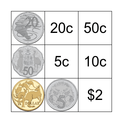 Australian Coins Bingo Card