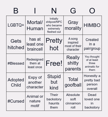 Characters Bingo Card