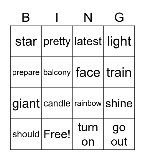 B4U4(1~4) Bingo Card