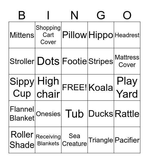 BABY BINGO! Bingo Card