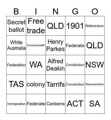 Federation Bingo Card