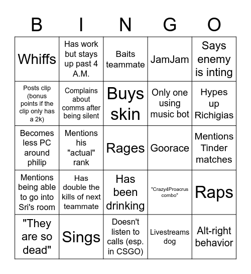 Andi Bingo Card