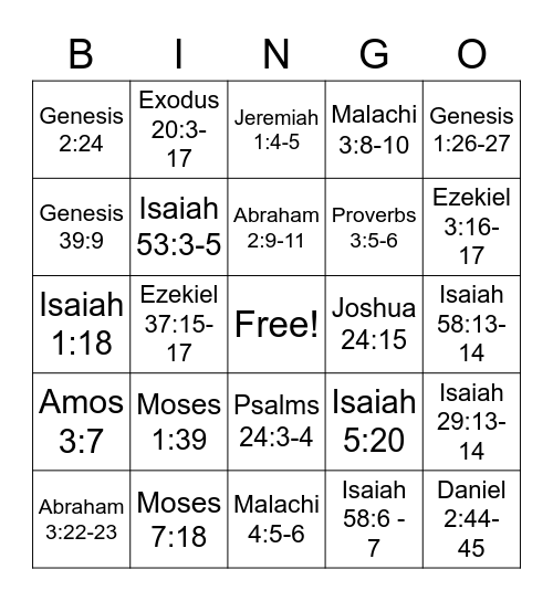 Old Testament DM 2022 Bingo Card