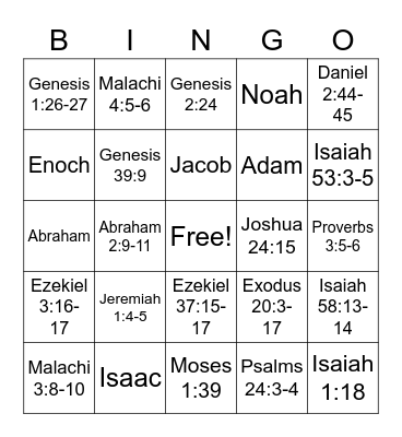 Old Testament DM 2022 Bingo Card