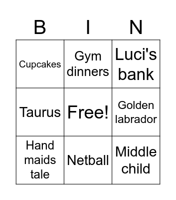 Leanne's 60th Bingo Card