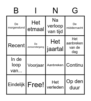Woordenschat Bingo Card