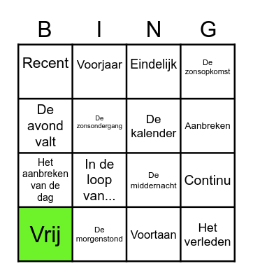 Woordenschat Bingo Card