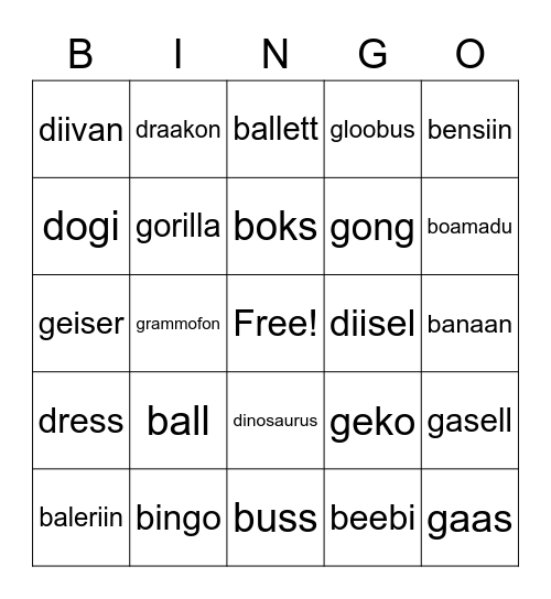 võõrsõnad Bingo Card