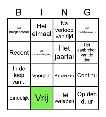 Woordenschat Bingo Card