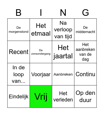 Woordenschat Bingo Card