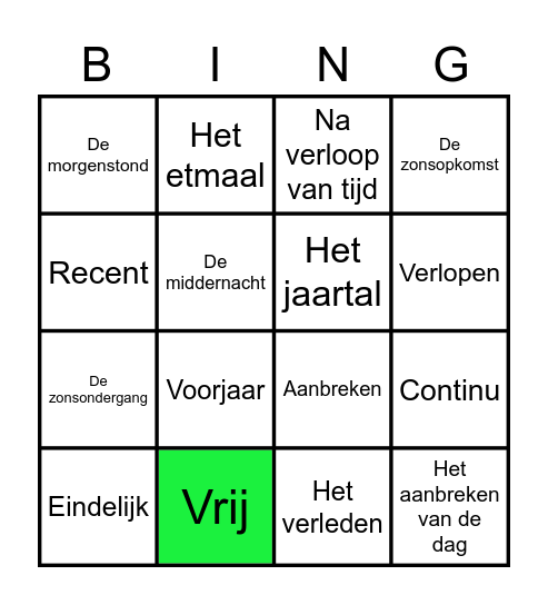 Woordenschat Bingo Card