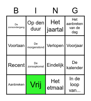 Woordenschat Bingo Card