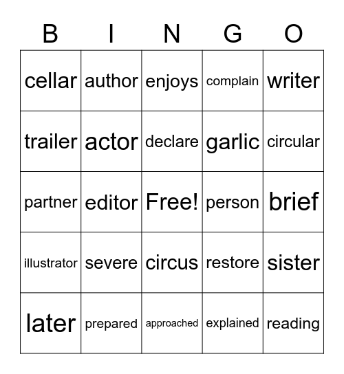 3-6/4 Bingo Card