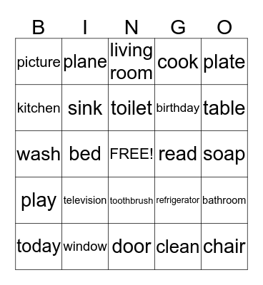 Around the House Bingo Card